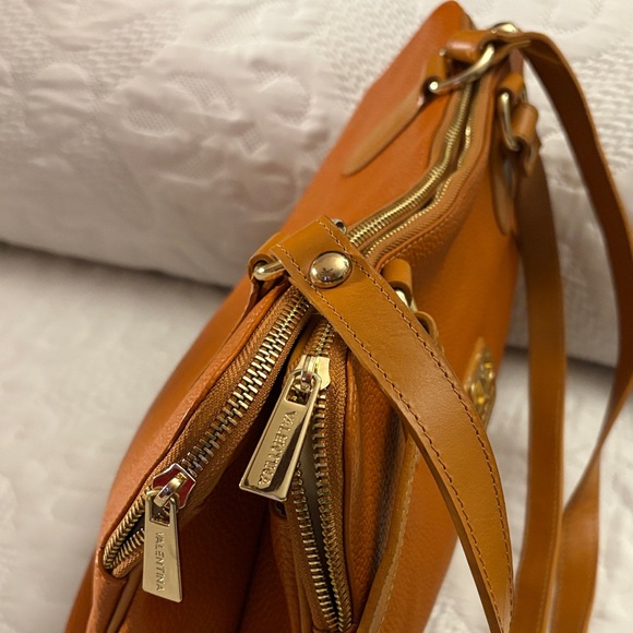 Valentina Rich Tan Shoulder Bag, Genuine Leather, Made in Italy - Picture 2 of 16